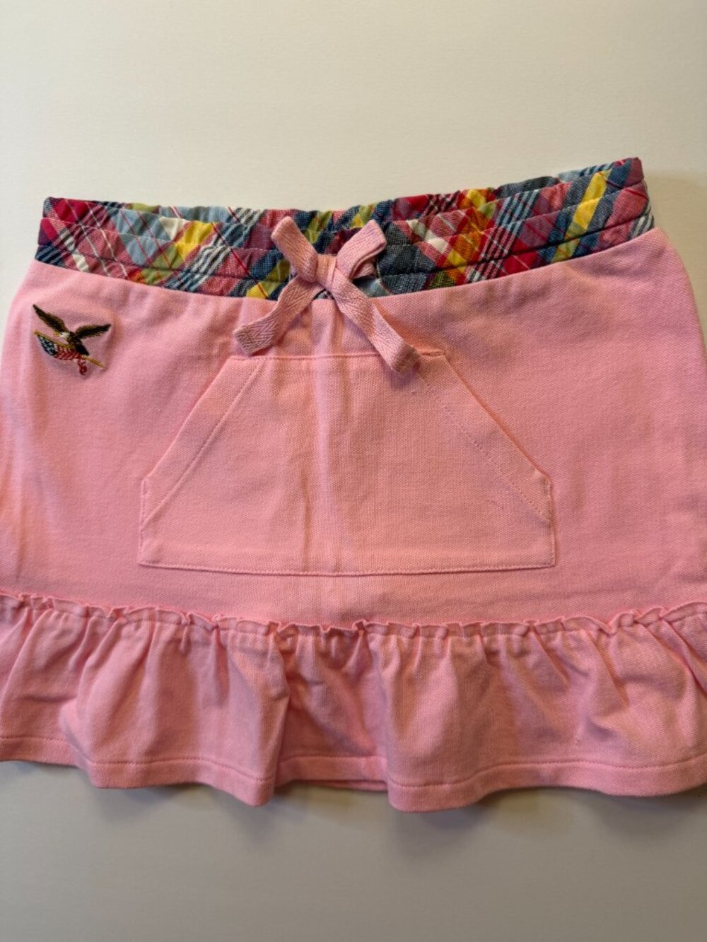 AMERICAN LIVING, Pink Skirt with a ruffled gem and patterned waist band, size 6X